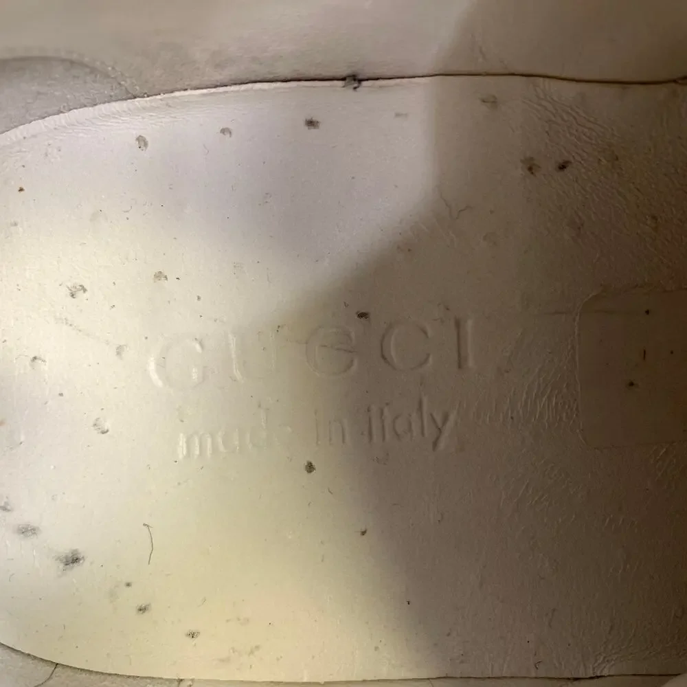GUCCI Size 11.5 White Leather Lace Up Sneakers